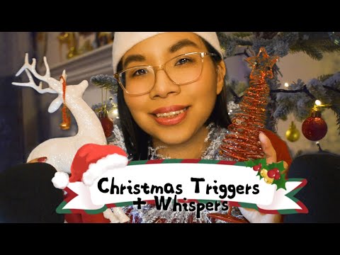 ASMR: Christmas TRIGGER ASSORTMENT + Whispers (Tapping, Scratching, Crinkling) 🎄🎅[Binaural]