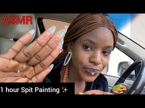 ASMR| 1 hour RELAXING, MESSY SPIT PAINTING IN CAR~ Positive Affirmation ❤️➕| Mouth Sounds| Gargles