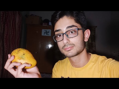 ASMR Mango 🥭 Cool Facts (Hindi and English) 💛 Soft Eating Sounds