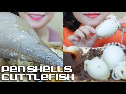 ASMR GRILLED PEN SHELLS WITH CHEESE AND CUTTLEFISH DIP IN SAMYANG SAUCE, EATING SOUNDS | LINH-ASMR