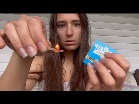 #ASMR PLAYING WITH MATCHES WITH BACKGROUND BIRDS AND RAIN FOR RELAXATION AND TINGLES 🔥🐤🌧