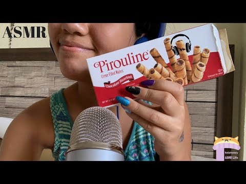 ASMR Dessert: Pirouline Crunchy Mouth Sounds Binaural Ear to Ear