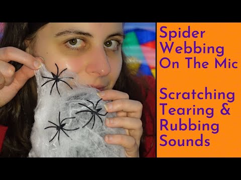 ASMR Spider Webbing On The Mic - Scratching, Tearing, Pulling, Plucking & Rubbing Sounds + Whispers