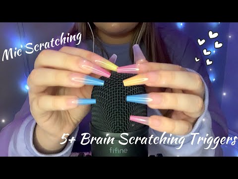 ASMR | Mic Scratching with Extra Long Nails (5 different brain massages!) ✨😍