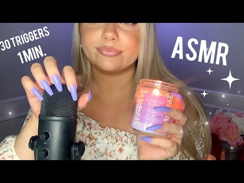 ASMR 30 Triggers in 1 minute 💜 (tapping, scratching, lid sounds & more!)