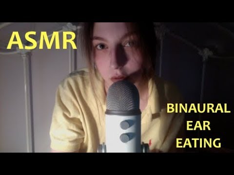ASMR Binaural 'Ear Eating' Mouth Sounds (wet and intense, breathing sounds, whispered)