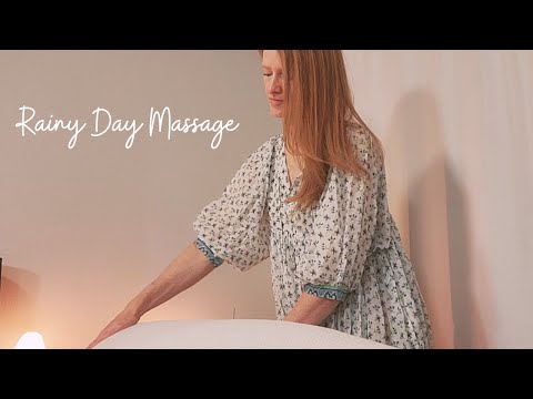 ASMR Energy Healing and Massage during a Rainstorm |fabric sounds, liquids, crystals, hand movements