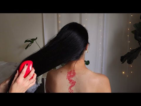 ASMR tingly hair play triggers and relaxing light touches (real person, whisper)