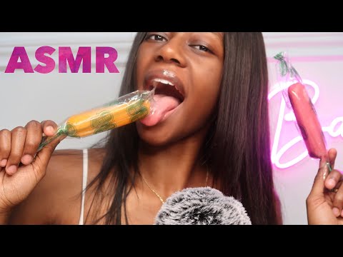 ASMR | MUKBANG MANGO & STRAWBERRY POPSICLE EATING * Wet Sounds