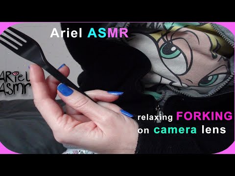 Ariel ASMR Relaxing Face Forking. Camera Lens gentle scrape tap touch