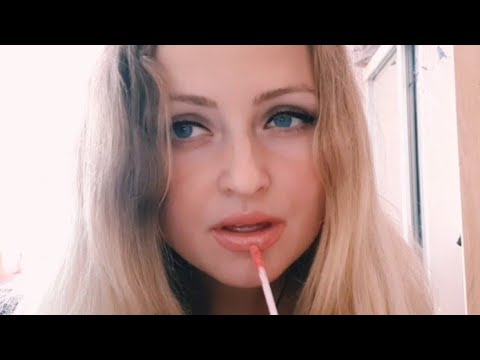 Asmr lipstick application,  20 layers of lip gloss,  extremely mouth sounds,  lip gloss sounds