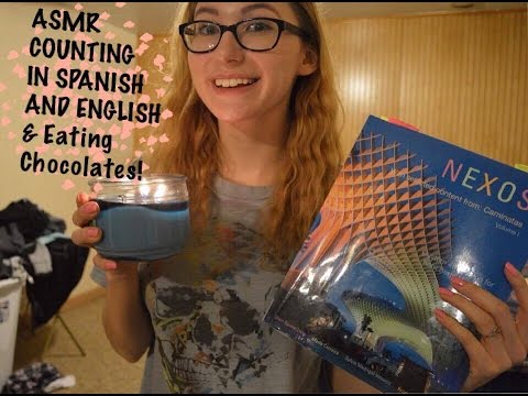 ASMR Counting in Spanish//English & Eating Chocolates! With A Candle!