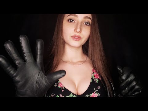 ASMR Touching Your Face in Leather Gloves / Tingles & Triggers