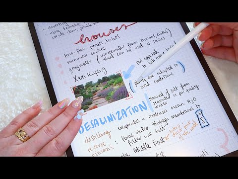 ASMR iPad Writing | let's take some aesthetic study notes ✨ (Apple Pencil writing sounds, whispers)