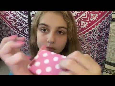 ASMR - fast tapping on pink items - whispering