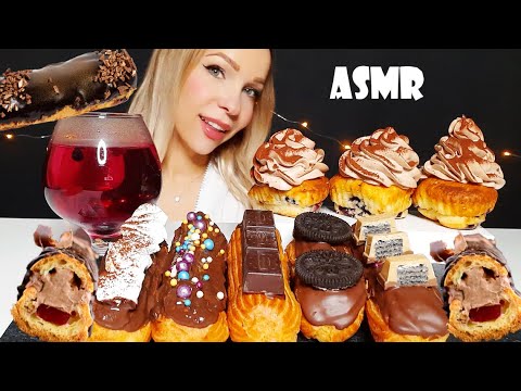 ASMR CHOCOLATE ECLAIRS & MINI-CAKE 초콜릿 에클레르 리얼사운드 먹방 EATING SOUNDS | MUKBANG