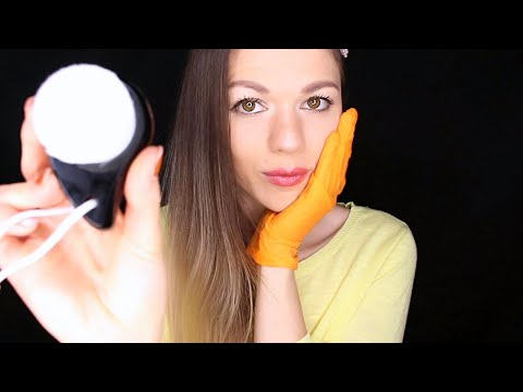ASMR Soft Face Brushing & Face Touching 🤲(Personal Attention, Gloves, Brushing, Hand Sounds) deutsch