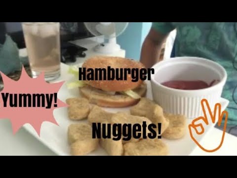 ASMR eating: CHEESEBURGER, chicken nuggets!