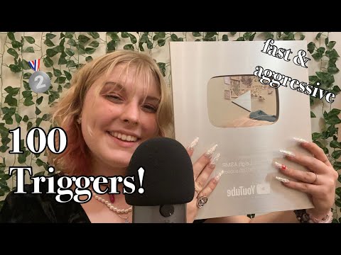 100 Fast and Aggressive ASMR Triggers for 100K! (ft. Silver Play Button)🥈🤍