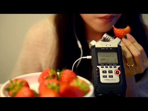 [ASMR] Strawberry Eating Sounds (and breathing sounds)