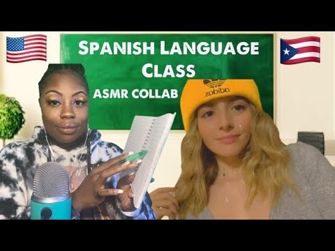 ASMR| Spanish Lenguage Class 🇵🇷📚|Collab with Leah’s Safe Space ASMR