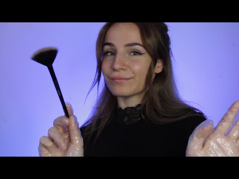 ASMR Oil Pampering with gloves | Personal attention, hand movements, layered sounds, brushing