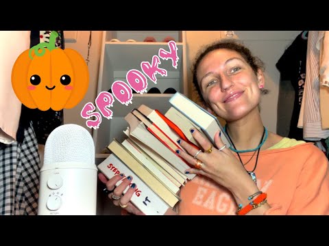 🎃👻 ASMR ~ BOOKS ! my autumn / halloween TBR! (tapping, scratching, gripping & tingly gum whispers)👻🎃