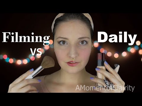 [ASMR] HALF & HALF Makeup Routine | Day to Day VS Filming Makeup Essentials ft. Tingly Triggers💋