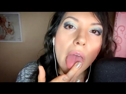ASMR Lips Licking, Kisses and Spit Painting