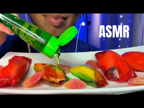 ASMR | Frozen Orange Sherbet Fruit Roll Up W/ Sour Ooze Candy & Tajin 🍊