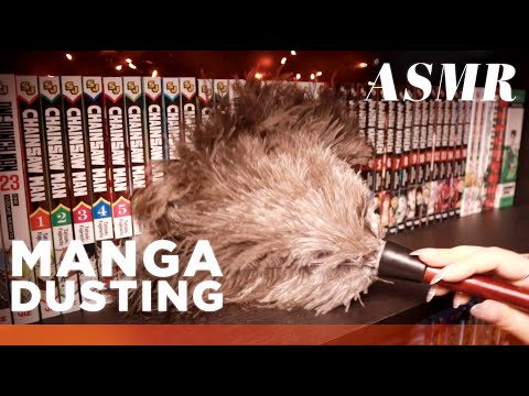ASMR 🪶 Manga Collection Shelf Dusting • Feather Duster Brushing & Gentle Tapping Sounds for Sleep