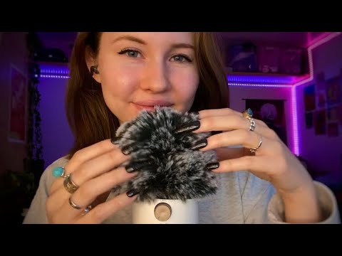 ASMR~1HR of Fluffy Mic Scratching with Long Fake Nails No Talking✨ (work, study, relax, sleep😴)
