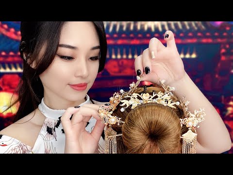 [ASMR] Traditional Chinese Hair Styling and Head Measuring