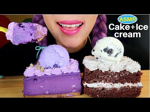 ASMR UBE CHEESECAKE+COOKIES N’ CREME CAKE EATING SOUND |우베치즈케익+쿠키앤크림케익+아이스크림 리얼사운드 먹방|CURIE.ASMR