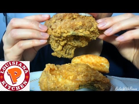 ASMR SNACK-A-LACKIN!! Popeye's Fried Chicken + Biscuit SOFT EATING SOUNDS/ MUKBANG (WHISPERING)