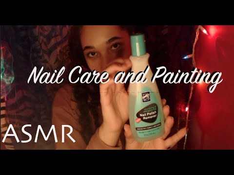 ASMR || Natural Nail Care and Painting