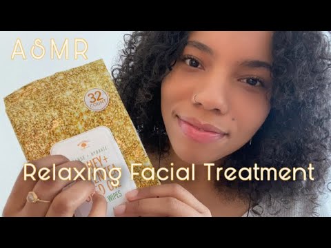 ASMR~ Relaxing Facial Treatment~ Soft Whispers ~ Hand Movements✨