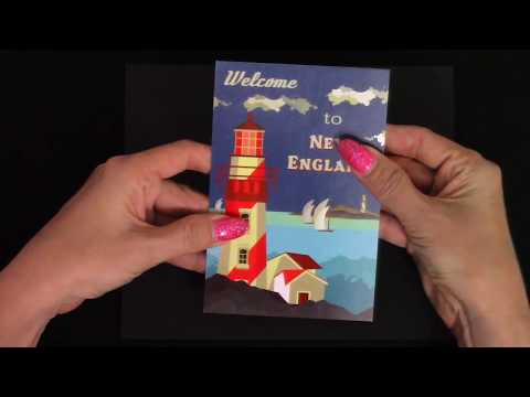 ASMR: Show and tell: Vintage travel poster postcards (Whisper, tapping, sticky fingers, tracing)