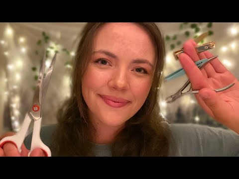 Cozy Personal Attention ASMR | eyebrow care, mascara application, nail care