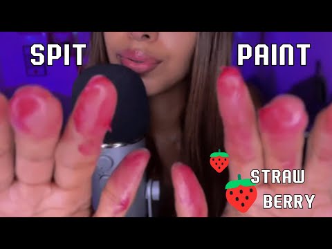 ASMR EATING STRAWBERRY LIPSTICK x SPIT PAINTING for relax💗by Demilly ASMR💗 #asmr #mouthsounds