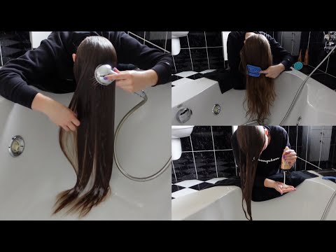 ASMR Washing my Long Hair Forward & Long Hair Brushing