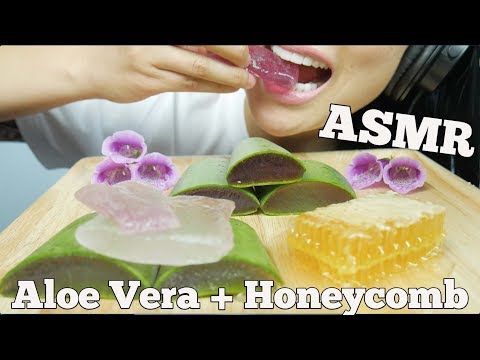 ASMR Aloe Vera + Honeycomb (CRUNCHY SOFT STICKY SLIMY EXTREME EATING SOUNDS) | SAS-ASMR Part 2.