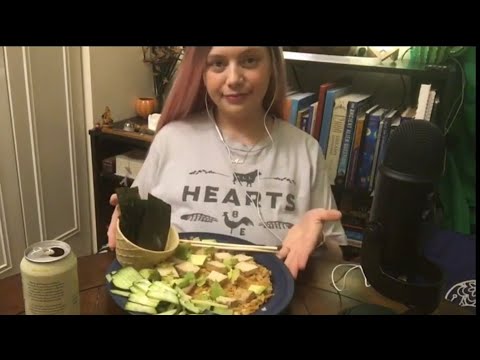 ASMR | Vegan Sushi Bowl and Trying Olipop Mukbang (NO TALKING - CRUNCHY SEAWEED & EATING SOUNDS)