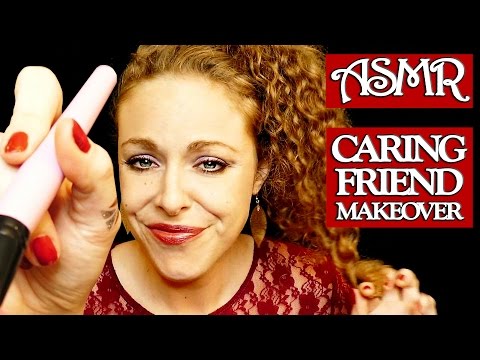 Gum Chewing ASMR Caring friend Makeup Role Play, Brushing, Personal Attention