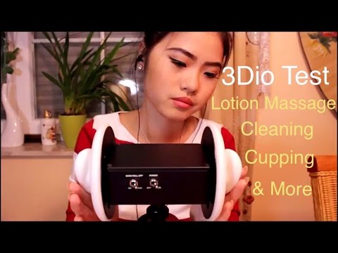 ASMR 3Dio Test ~ Ear to Ear, Lotion Ear Massage, Ear Cleaning/Tapping/Cupping~