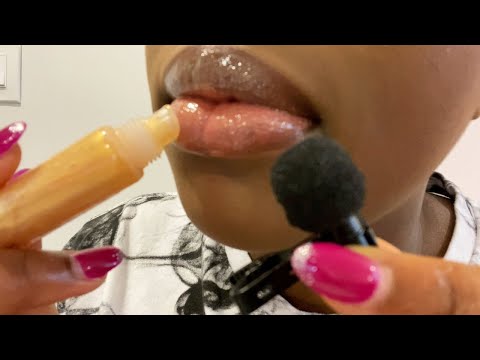 ASMR 100 Layers of Lipgloss application + Sticky Wet Mouth Sounds Custom Video Request...