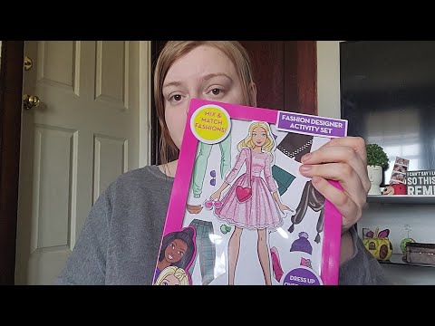 ASMR- Barbie Doll- Making Outfits- Paper Doll from Dollar Tree Opening!! (Show & Tell)