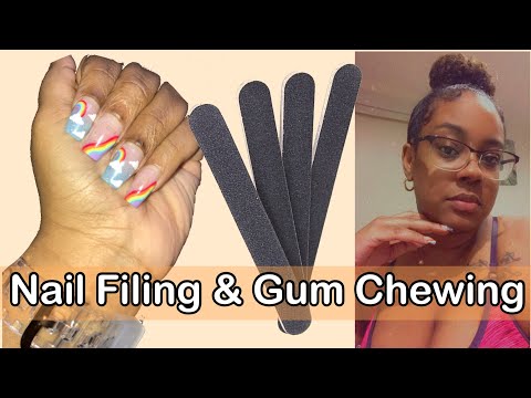 ASMR Nail Filing & Gum Chewing   (No Talking ASMR)
