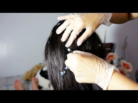 ASMR Scalp Check REAL PERSON / Hair Inspection for Glitter, Flower Removal -3 Different Glove Sounds