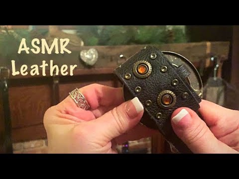 ASMR Request / Squeezing Leather (No talking) Organizing/Oiling leather jacket.